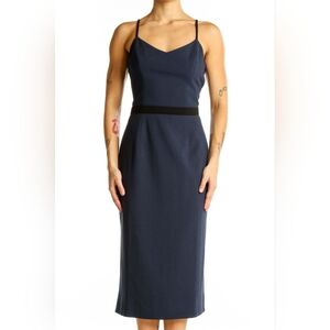 Dress The Population Blue Black Sleek Emma Spaghetti Strap Body Con Midi Dress S